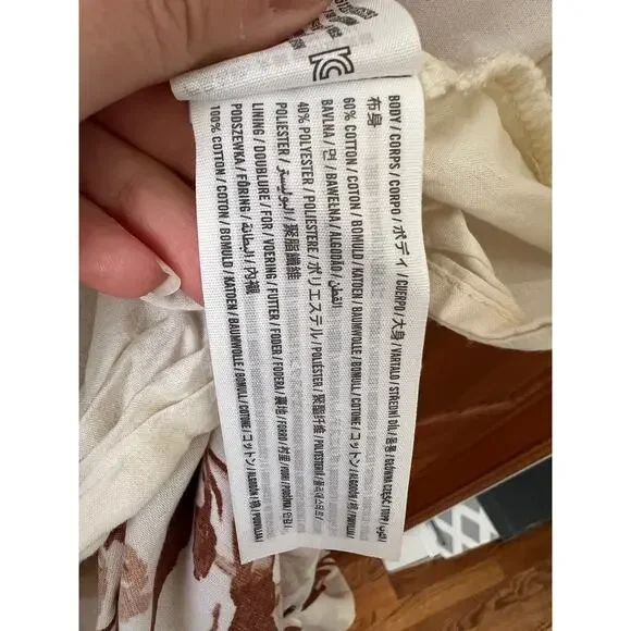 Abercrombie & Fitch Women's Brown Floral Smocked Puff Sleeve Midi Dress Size LT - Picture 8 of 11